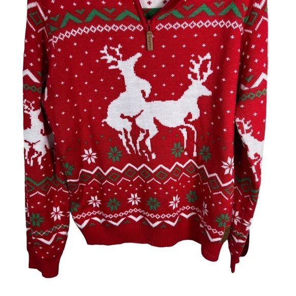 Tipsy Elves 1/4 Zip Pull Over Reindeer Sweater - Picture 6 of 7